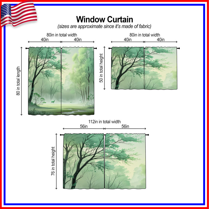 Rideaux obscurcissant Misty Forest, 56 po x 76 po - 2 panneaux, Transparent