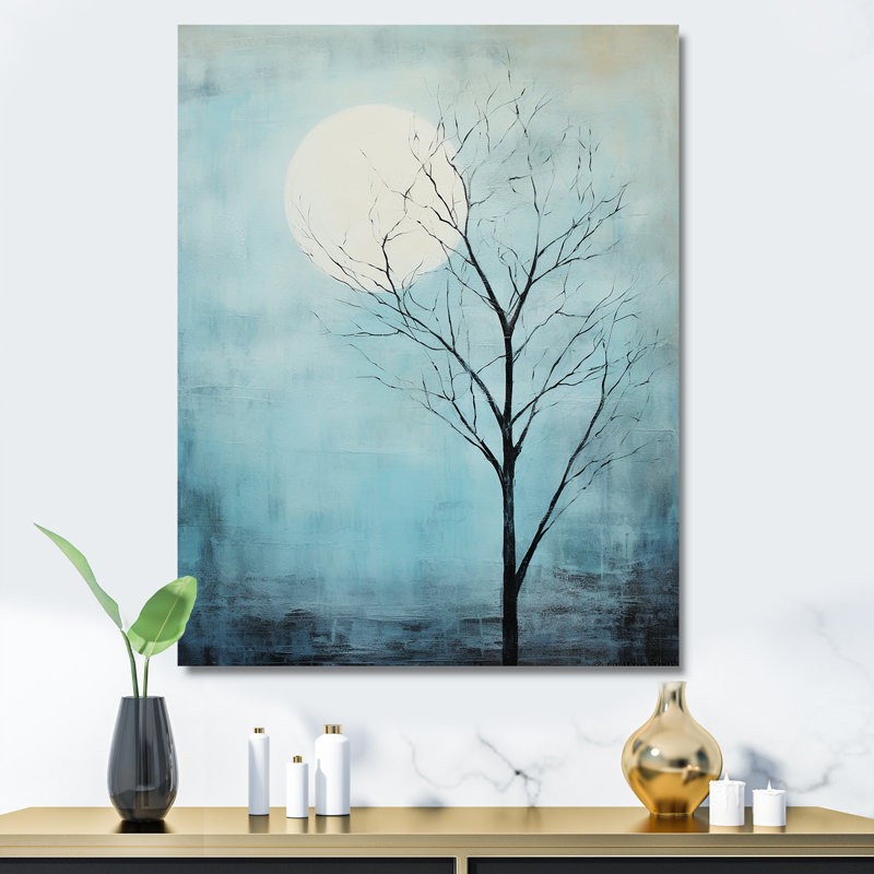 «Blue Moon Tranquility - Moon», art mural sur toile, Toile tendue, H 20 po x l 12 po x P 1 po