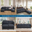 Canapé modulaire convertible avec siège de rangement Canapé 6 places avec méridienne réversible en U-1789146484