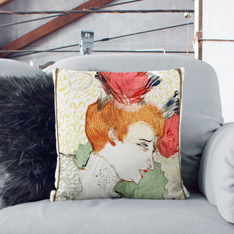 Bust Of Mademoiselle Lender Square Throw Cushion, 40cm H x 40cm W x 15cm D