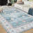 9x12 Vintage Area Rug Machine Washable Distressed Non-Slip Low Pile Stain-Resistant No-Shedding Easy-Clean Dining Accent Rug Green