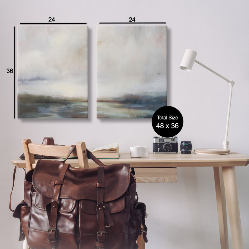 «Moody Clouds Landscape», ensemble de 2 toiles murales par Simon Addyman, H 72 po x l 48 po