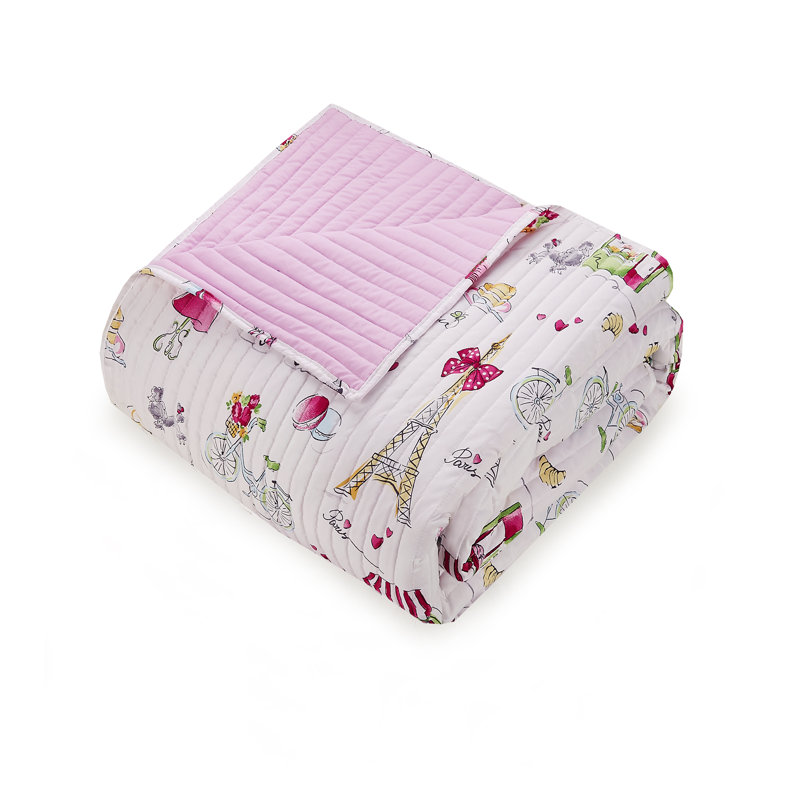 Pretty in Paris Pink Microfiber Twin Quilt Set