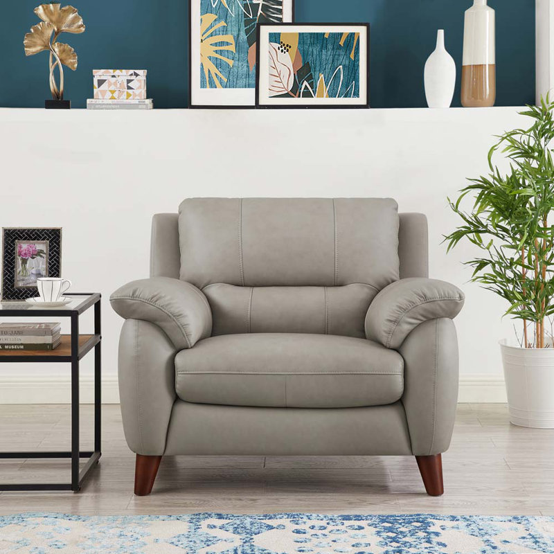 Patrina Upholstered Chair And A Half, Gray Genuine Leather