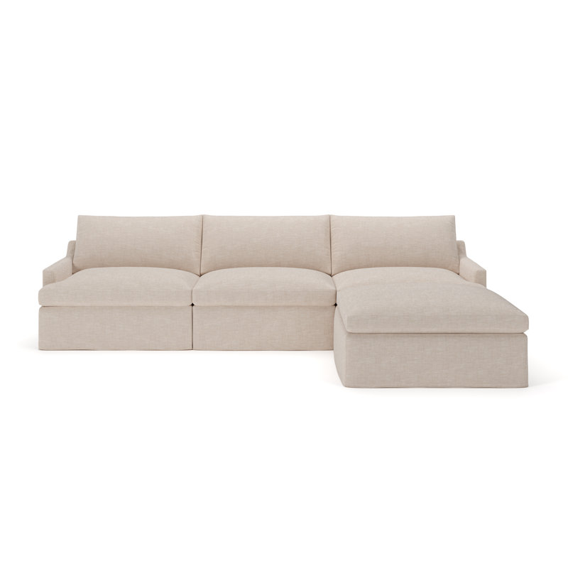 Wrenley Reversible Sectional, Lena Sand Performance Linen Blend