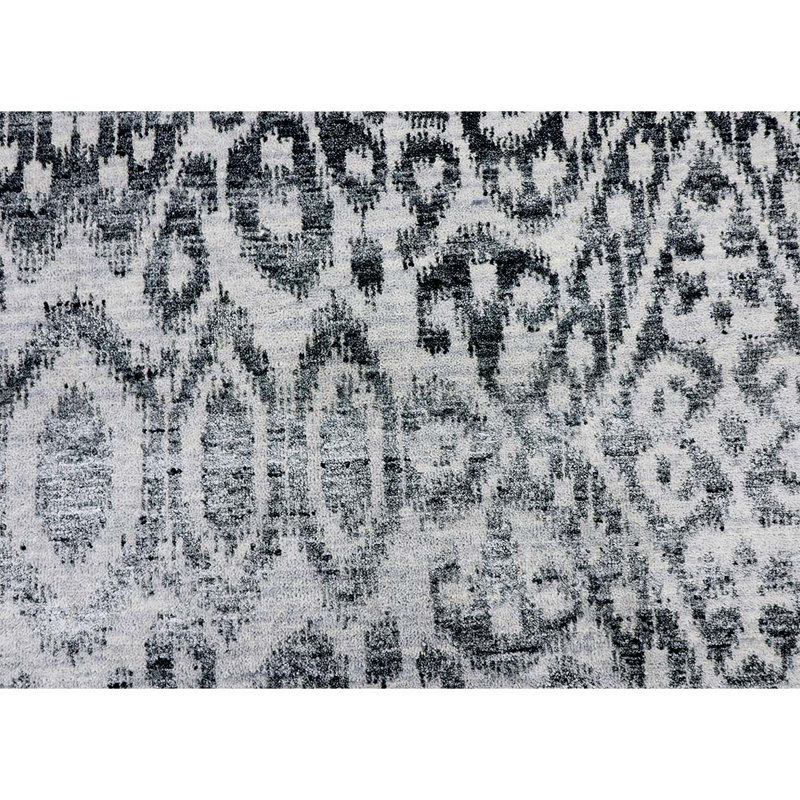 Tapis noir et argent de haute qualité noué à la main