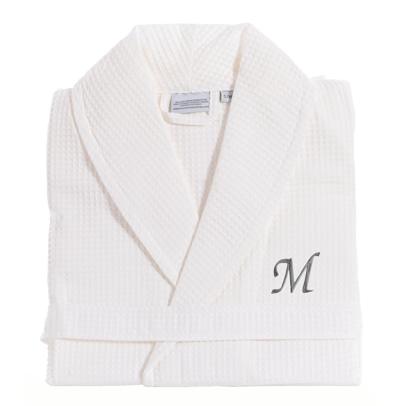 Peignoir à gaufres 100% coton, M, Grand / Très grand, Gris