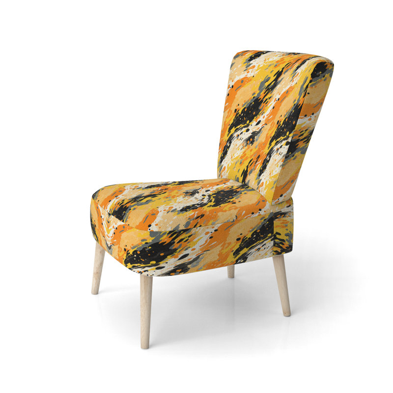Chaise d'appoint décorative jaune et noire à imprimé Cheeta I - Velours