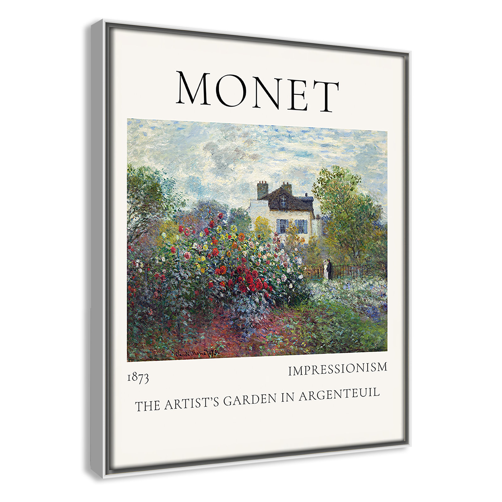 Old Masters Collection "Artists Garden in Argenteuil" Print, No, 15.5" H x 12.5" W x 2" D, White Floater Frame