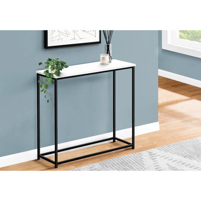 Console d'entrée de style moderne - Stratifié blanc et métal noir pour une entrée accueillante dans le salon étroit et une option peu encombrante