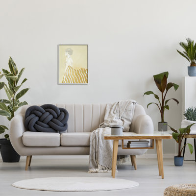 «Woman In Stripes», peinture encadrée sur bois par Design Fabrikken