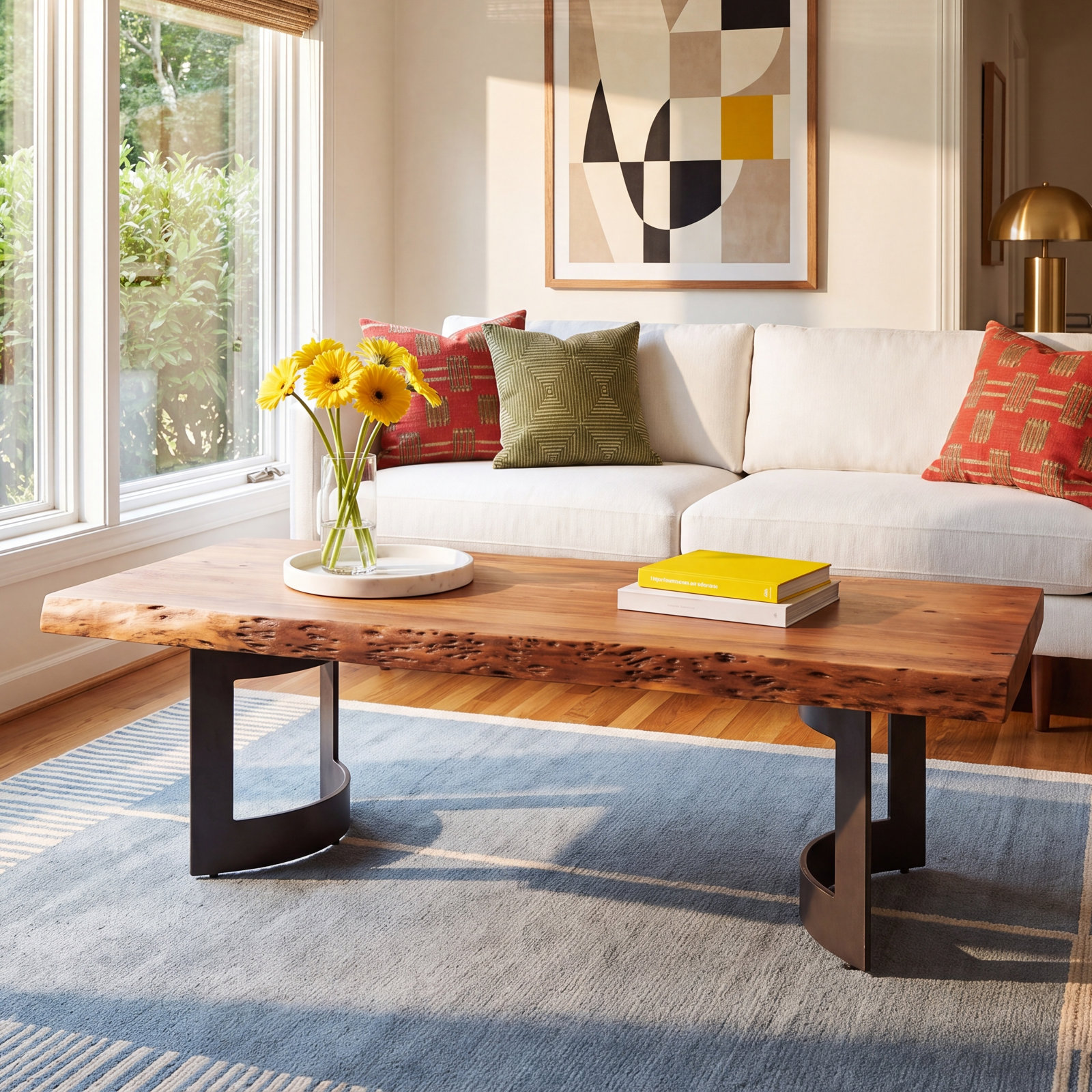 Burnell 56" Acacia Coffee Table, Light Brown