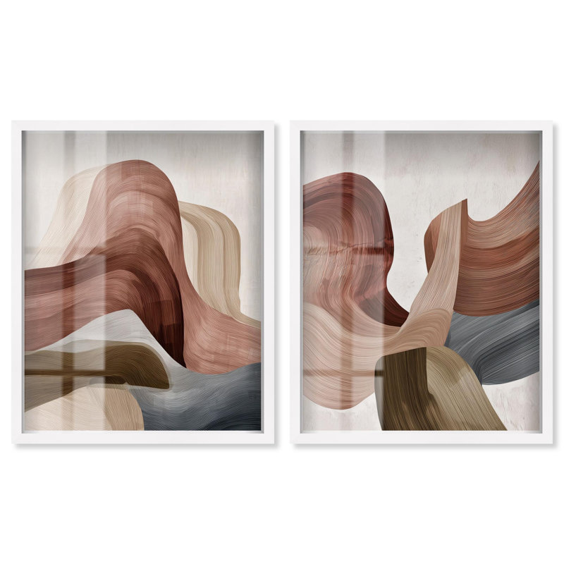 Ensemble de 2 décorations murales bohème Desert Petals Harmony, H 37 po x l 31 po, Cadre blanc