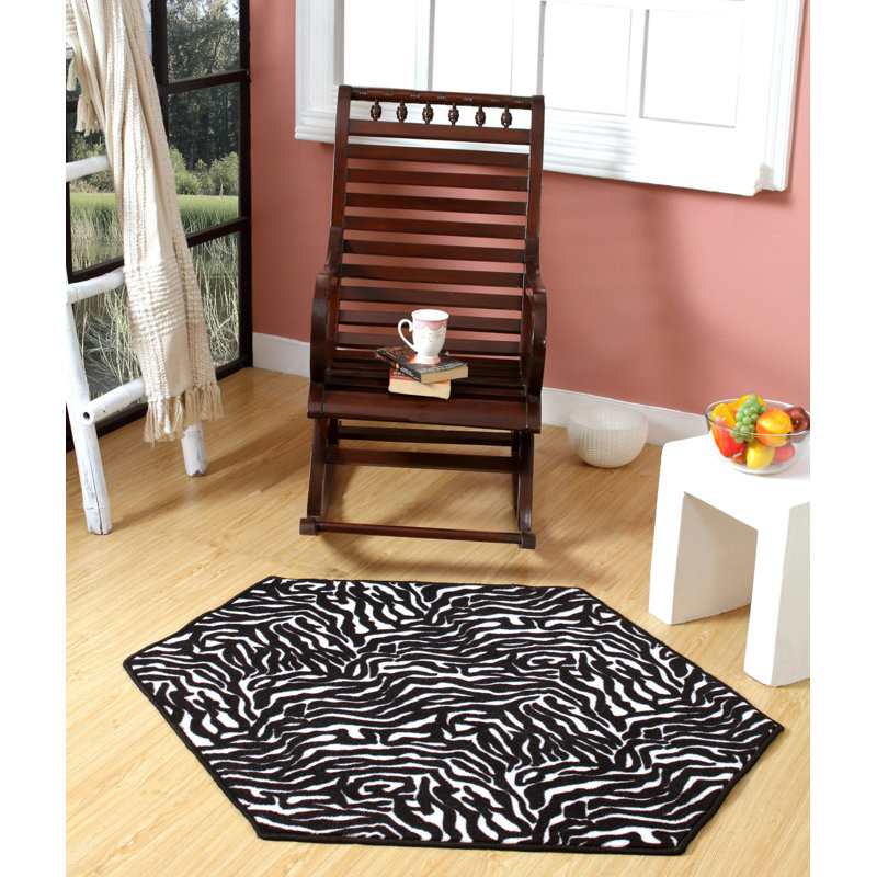 Tapis imprimé animal - beauté de zèbre, Hexagone 8 pi