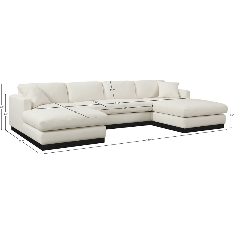 Canapé rembourré 127 po Iyanu, Tissu crème texturé en lin