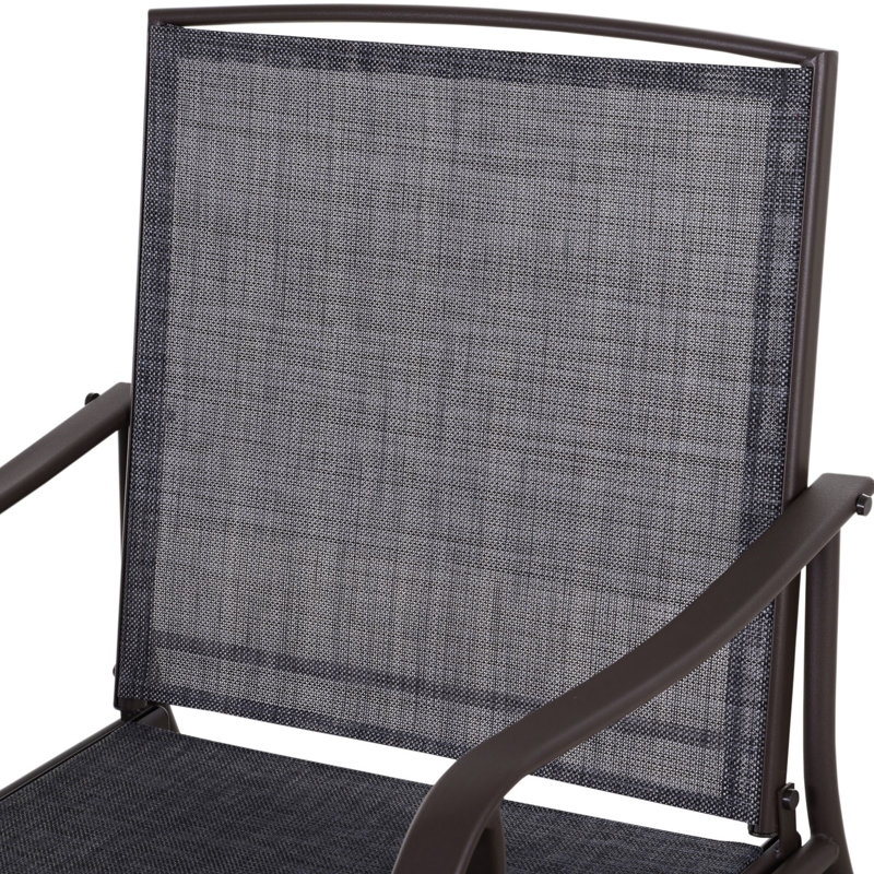 Outdoor Glider Chair With Coffee Table - Gray, 2 Comfortable Rocking Chairs Breathable Mesh For Backyard And Porch Sling Fabric Garden
