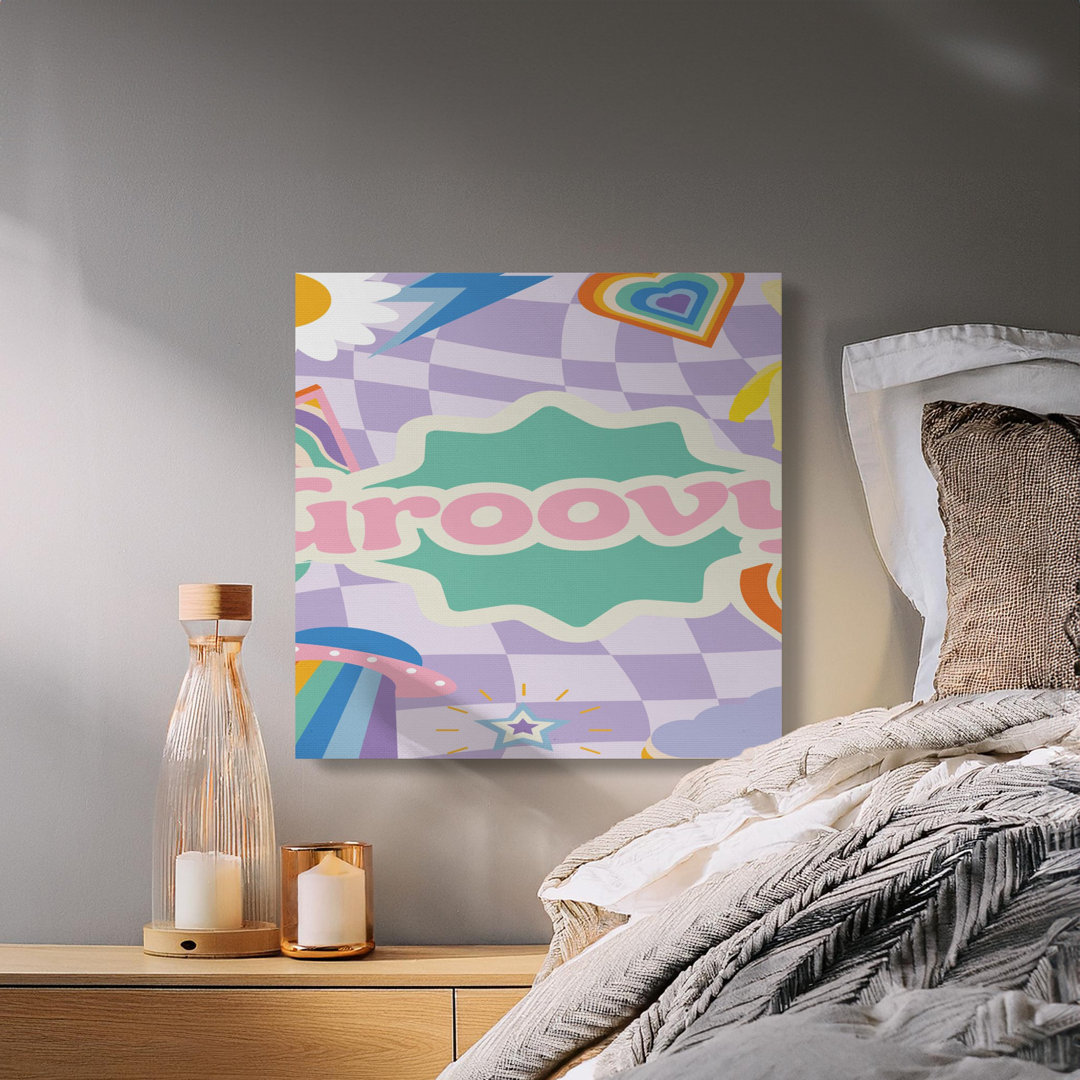 Groovy Retro Canvas Wall Art, Colorful Funky Home Decor, 70s Inspired Gallery Wrapped Print, Ready to Hang, Statement Piece, Archival