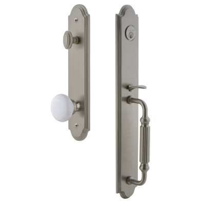Arc One-Piece Handleset with Single Cylinder Deadbolt and F Grip with Hyde Park Knob