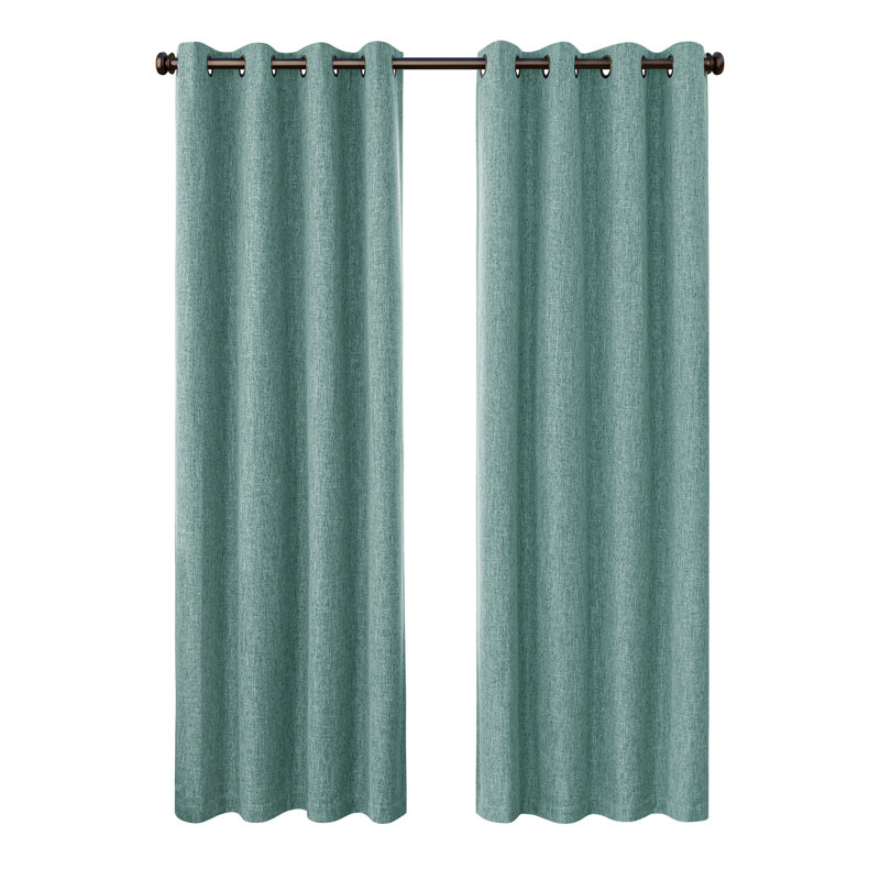 Paire de rideaux occultant avec œillets 100% lin (2 panneaux), 52" W x 108" L, Heather Teal