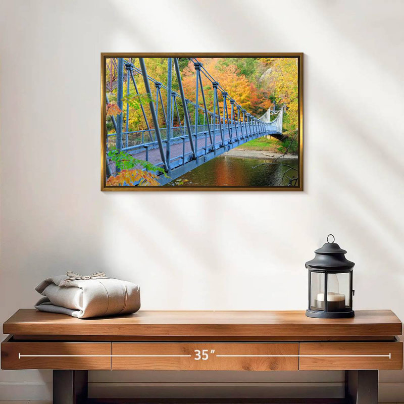 Pont Blue Bear Mountain, Cadre flottant doré, 19 po x 13 po