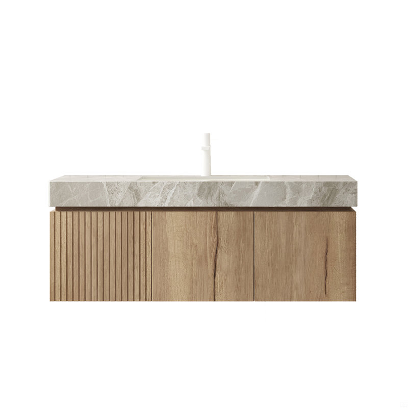 Meuble-lavabo 48 po avec lavabo, armoire de rangement flottante en contreplaqué avec tiroir et 2 portes