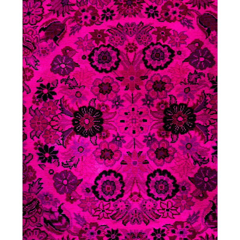 Overdyed Hand-Knotted Wool Modern-Contemporary Pink Area Rug 8' 2" x 8' 3"
