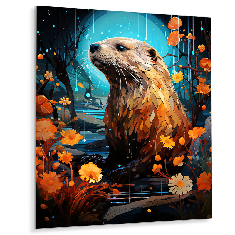 Orange orange futuriste Beaver Builder - art mural en métal Beaver, H 32 po x l 16 po x P 1 po