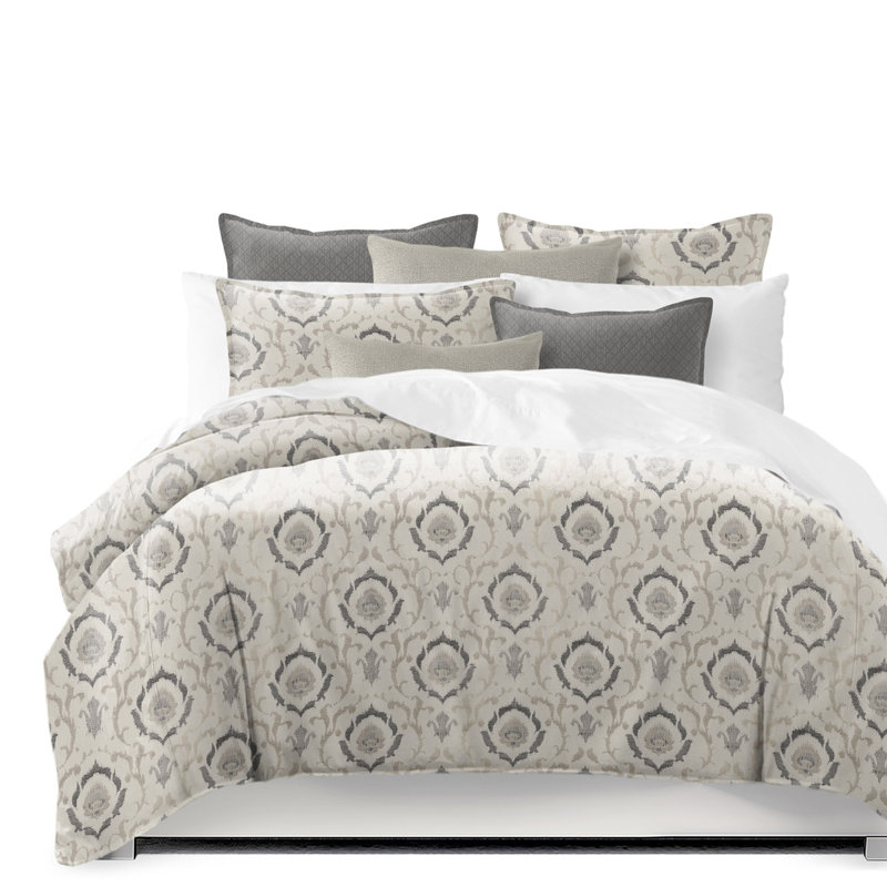 Inaya Microfiber 3 Piece Comforter Set, Twin Comforter + 1 Sham + 1 Throw Pillow, Gray