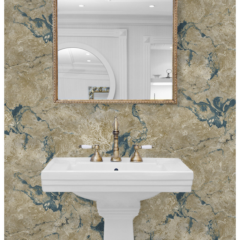 Bown Marble Embossed Vinyl Unpasted Wallpaper Roll, Metallic Mushroom