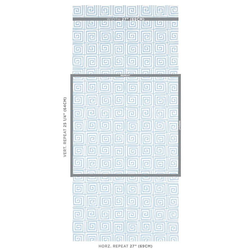 Schumacher x Cristina Buckley Trousdale Wallpaper, Aqua