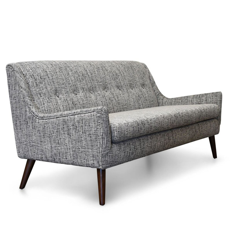 Angela Love Seat, Button Tufting, Silver