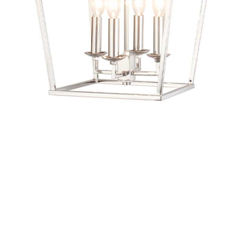 Lustre géométrique à 4 lumières Neslisah, H 54,5 po x l 12,6 po x P 12,6 po, Nickel poli