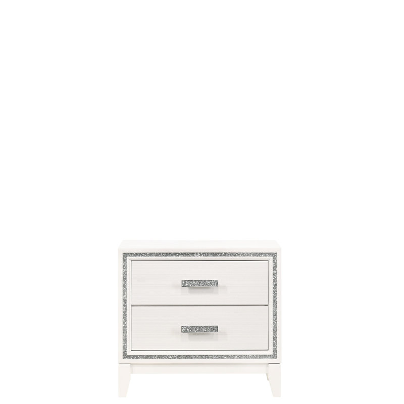 Chic table de chevet blanche avec matériaux - Décoration de chambre à coucher et rangement pratique 2 tiroirs en bois synthétique de construction sécuritaire l 28 po x H 26 po
