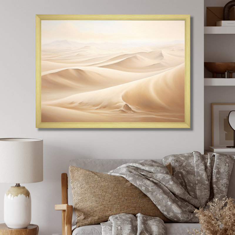 Minimalisme désert sables de sérénité III sur toile, H 34 po x l 44 po x P 1,5 po, Encadrement doré