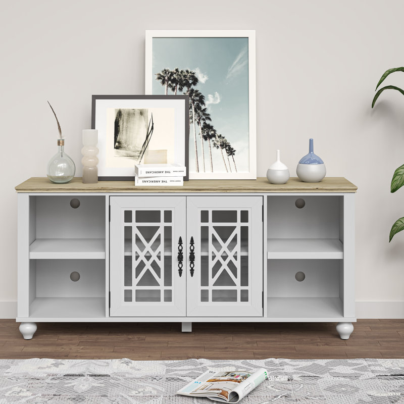 Dzeneta Manufactured Wood TV Stand with Open Storage, White, 27" H x 60" W x 15.55" D