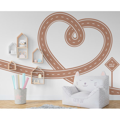 «Love Road», autocollant mural, vinyle, route, route, décoration murale, salle de jeux pour enfants, chambre des garçons, automobile, autocollant mural, 603R