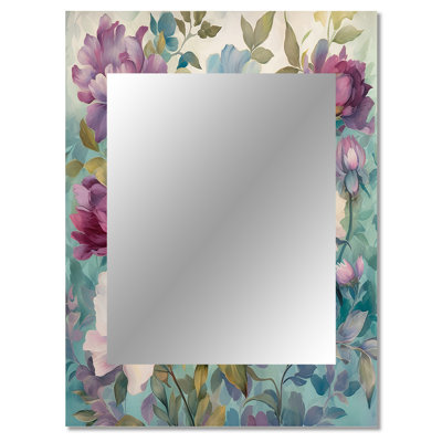 Retro Collage Blossoming Wildflowers - Wildflowers Mirror, Traditional Decorative Wall Mirror, Printed Metal Art