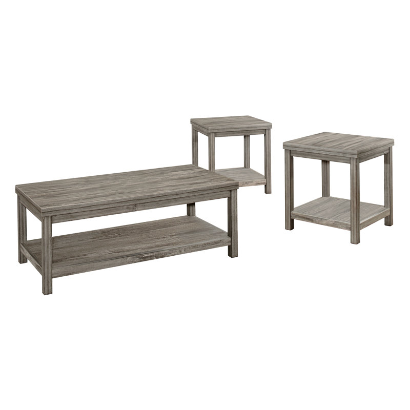 Transitional 3Pc Table Set Occasional Tables Living Room Furniture 1X Coffee Table And 2X End Tables
