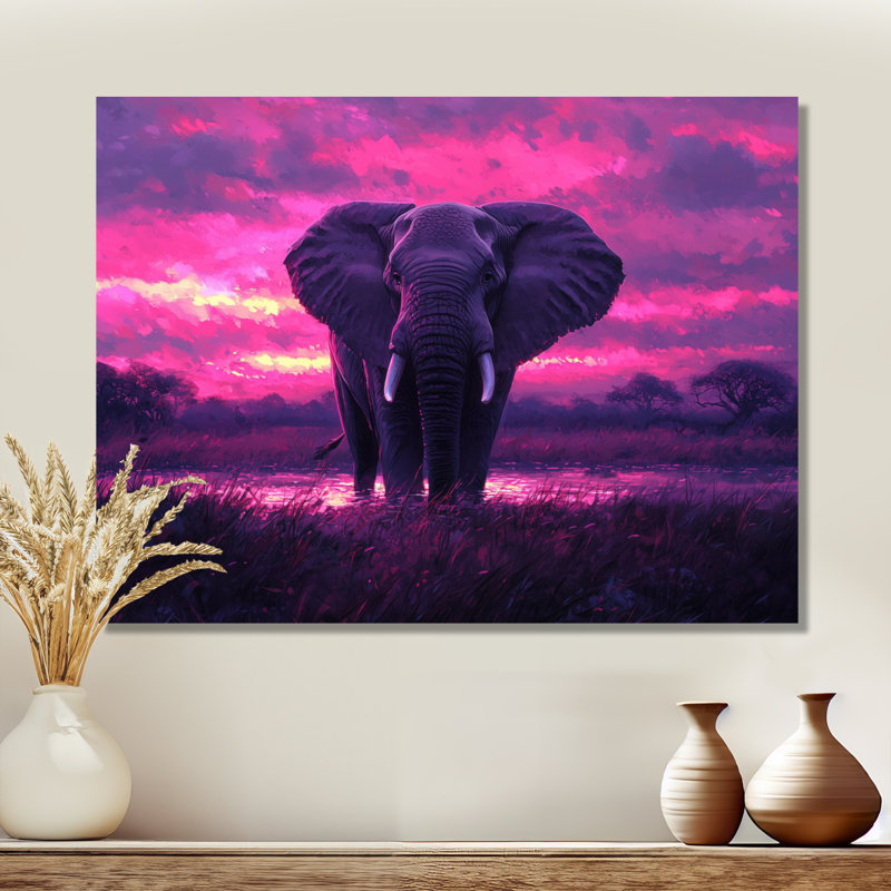 Éléphant dans la lueur du crépuscule d'Afrique I - Éléphant, art en métal, H 12 po x l 20 po