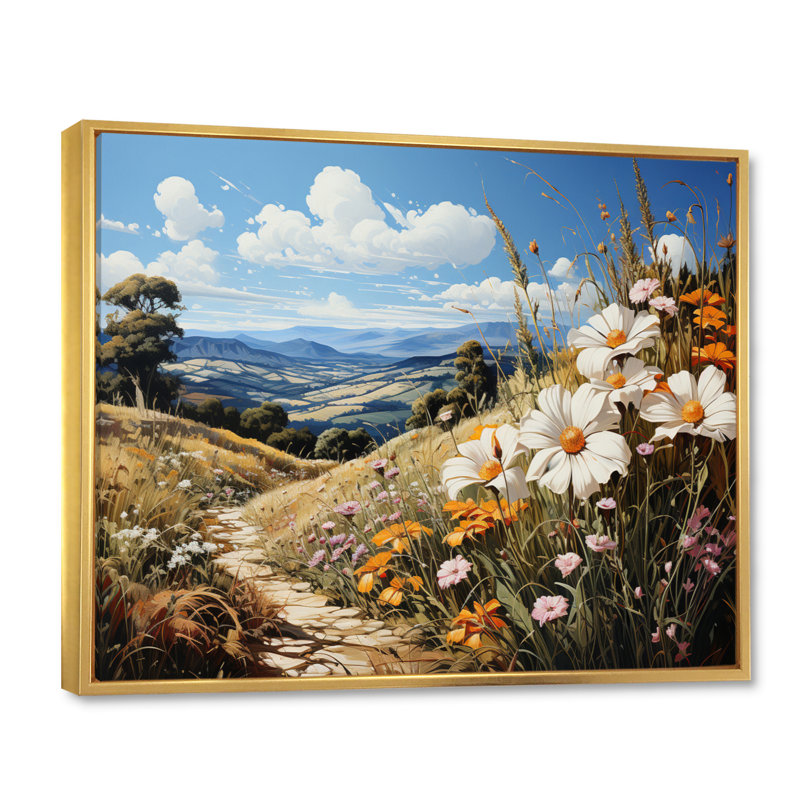 Bleuet des champs de maïs - impression, Cadre flottant doré, H 34 po x l 44 po x P 1,5 po