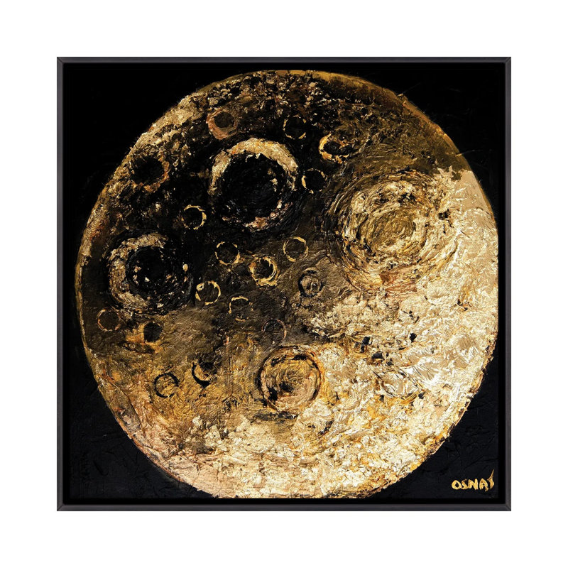 «Golden Silence», reproduction d'art sur toile encadrée, 26" x 26", Framed Canvas, Distressed Black