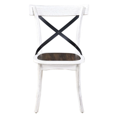 2 Rustic Dining Chair , Style, Solid Wood & Metal X , Antique White/oak, 21.2" W X 21.29" D 34.87" H, Attractive And Functional 2 Piece Chairs, Support, Dark Oak, Build