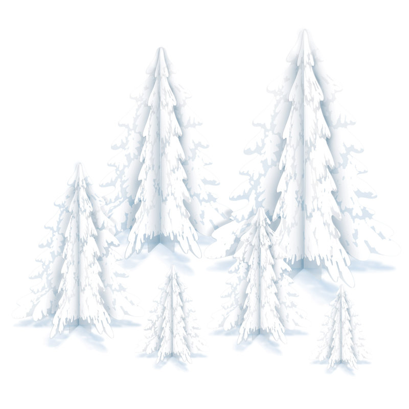 Christmas 3-D Clear Plastic Winter PineTree Ctrpcs