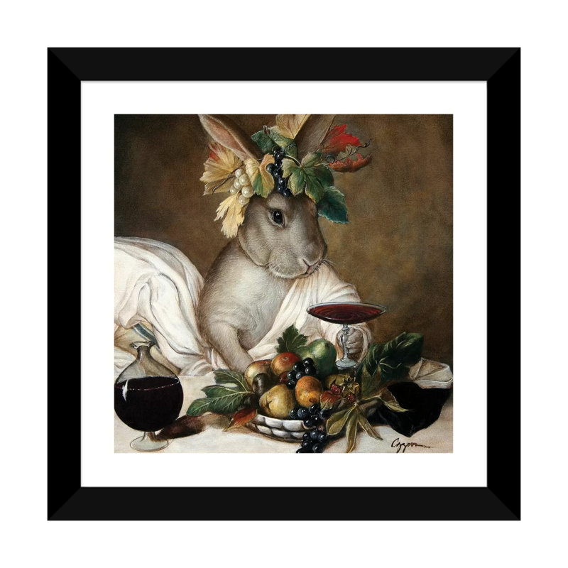 «Moose As Bacchus» - reproduction, Papier beaux-arts encadré noir, H 16 po x l 16 po x p 1 po