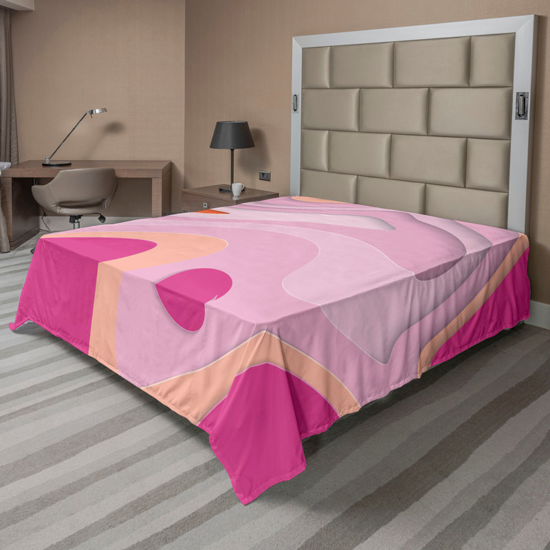 Drap plat moderne de style bohème Ambesonne, Magenta foncé / motif abstrait rose doux 1, Full Flat Sheet