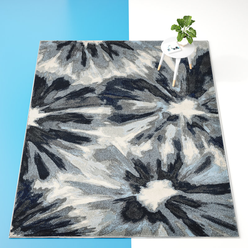 Tapis Carrole, Rectangle 3 pi 3 po x 4 pi 11 po, Ivoire / Bleu
