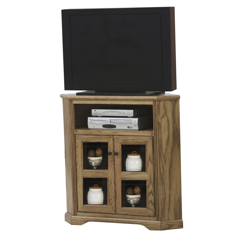 Rafeef Unfinished Corner TV Stand for TVs up to 43", Raised Panel, Summer Sage Oak