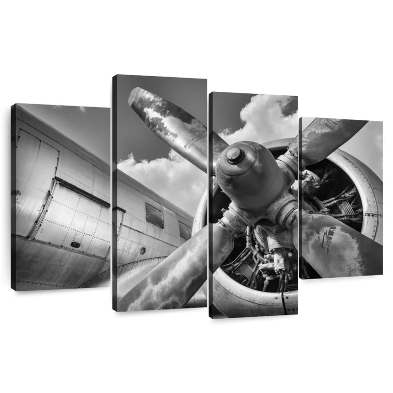 Mehar Monochrome Propeller Plane, 22" H x 36" W