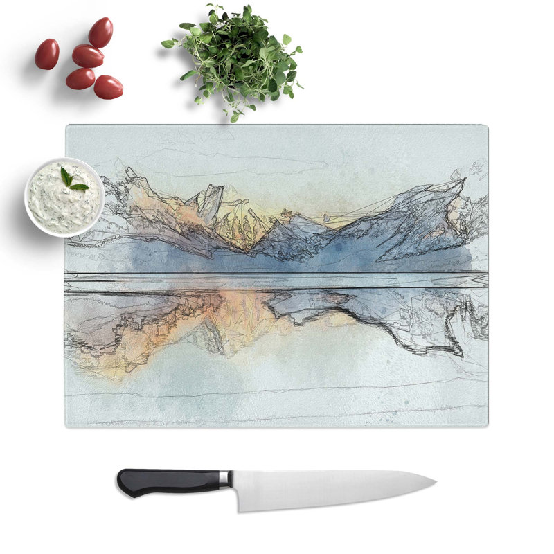Tempered Glass Sunlight over Lake Mcdonald Chopping Board, 39 cm W x 28.5 cm L
