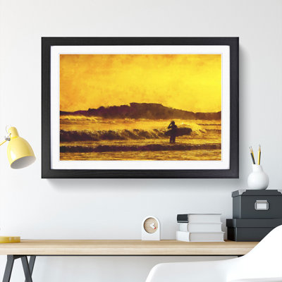 Man Surfing at Sunset - Picture Frame Graphic Art